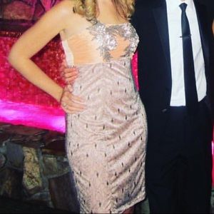 Sue Wong 1 Shoulder Floral Lace Dress